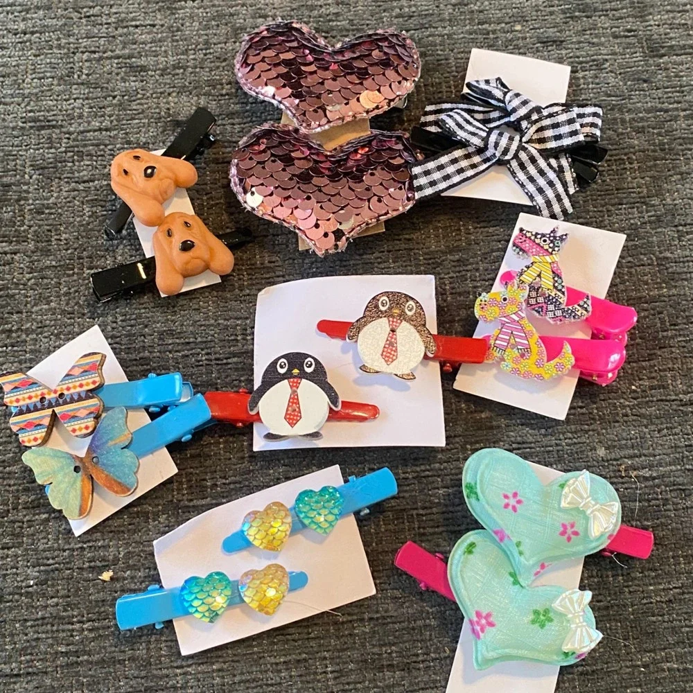 Unbranded Hair Clip Set Kids OS Multicolor New‎ Animal Heart Butterfly 16pc Lot